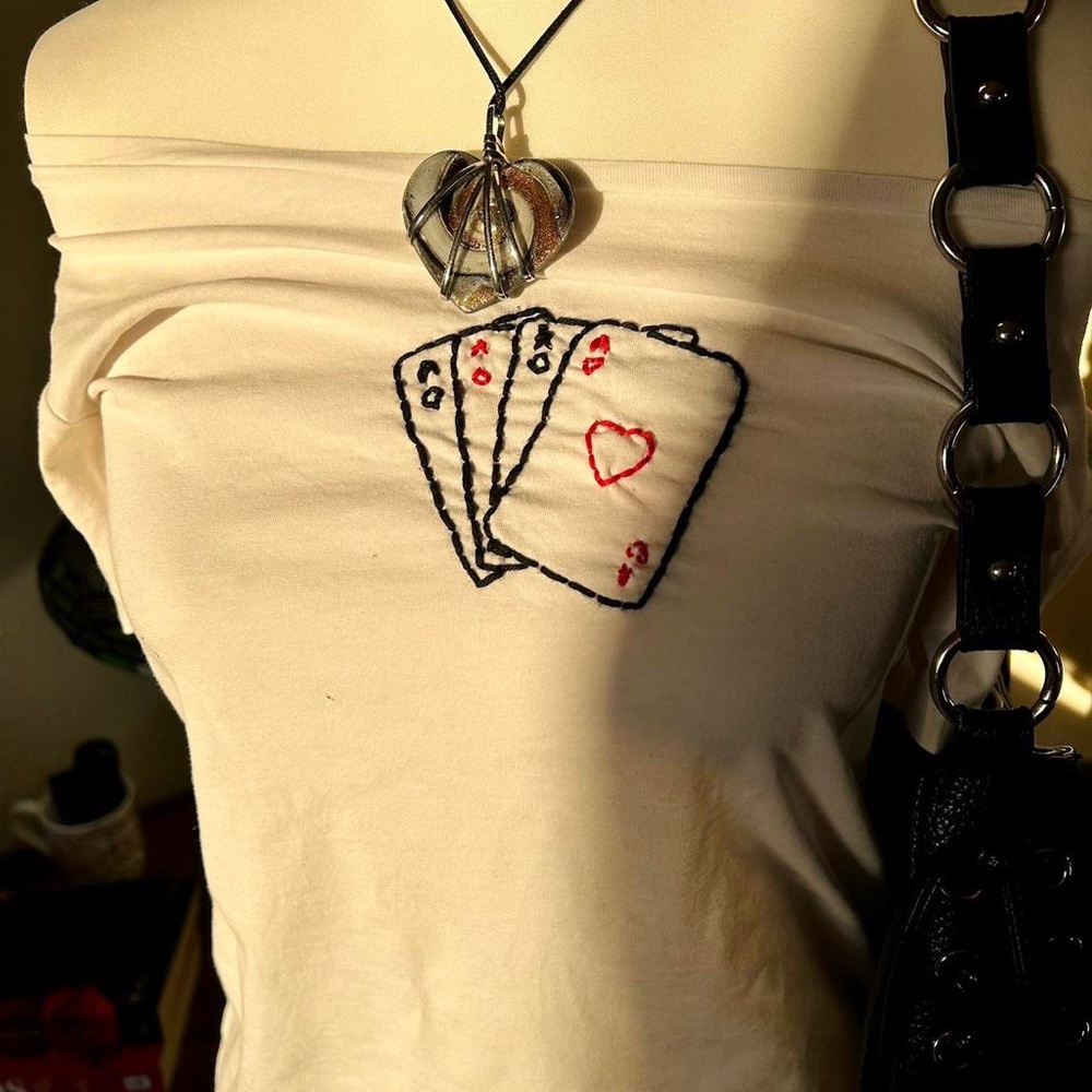 Hand Embroidered Las Vegas Card Top!